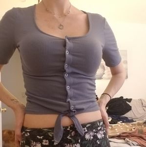 Button Down Scoop crop top